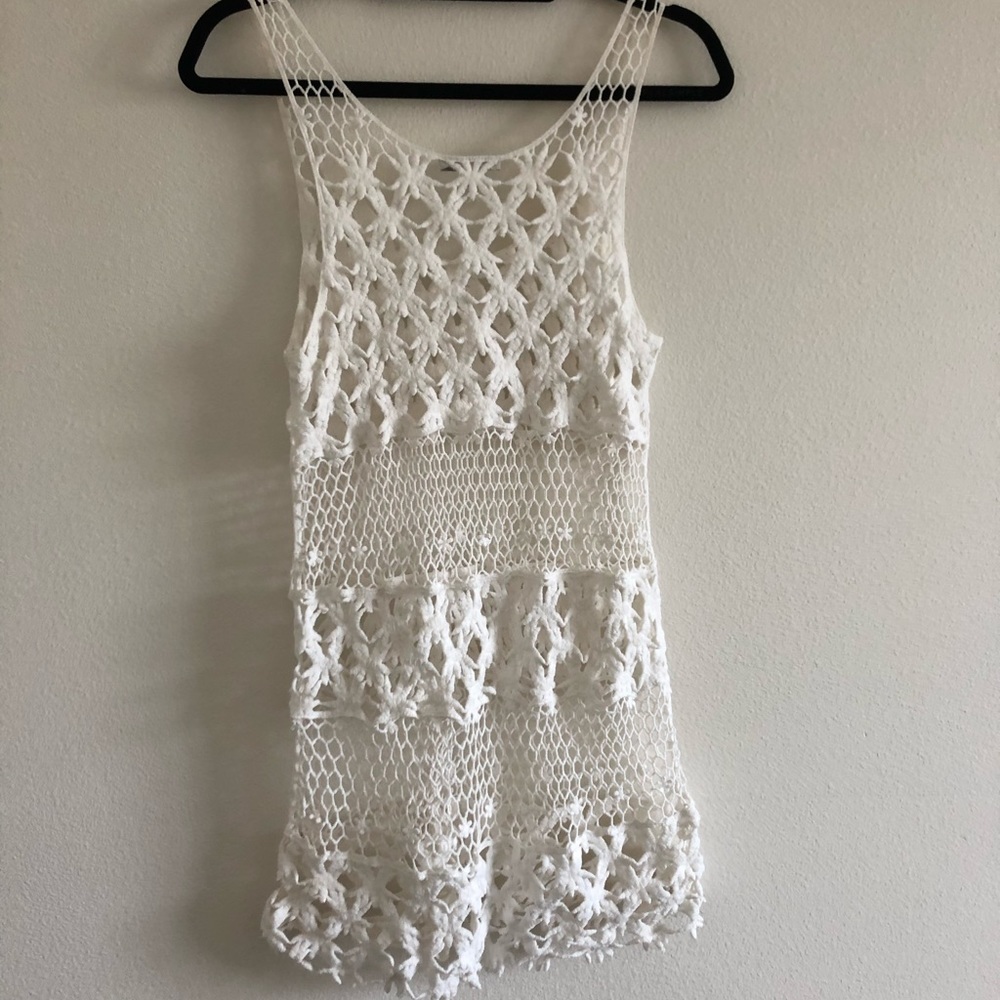 Charlotte Russe white open knot beach coverup